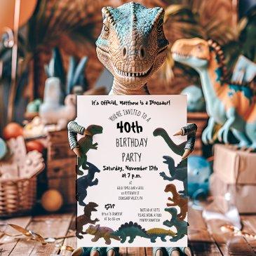 over the hill toy dinosaurs men's birthday party invitation