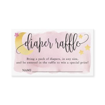 over the moon, pink baby shower diaper raffle enclosure invitations