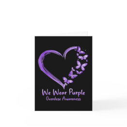Small Overdose Awareness Purple Butterfly Heart Invitations Front View