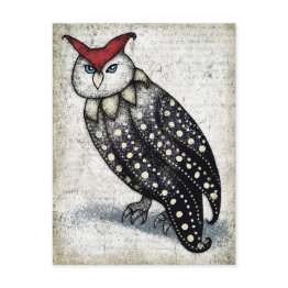 Small Owl At Graduation Postinvitations Front View