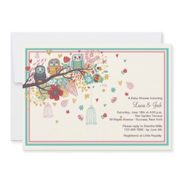 owl family baby shower invitation