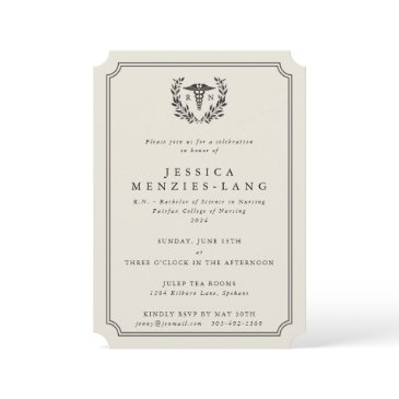 oyster registered nurse caduceus+laurel wreath invitation
