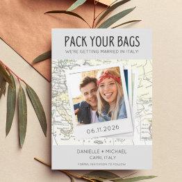 Small Pack Your Bags Italy Destination Wedding Save The Date Front View