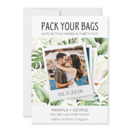 Small Pack Your Bags Photo Puerto Rico Wedding Save The Date Front View