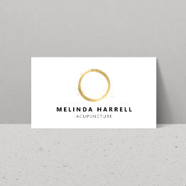 Small Painted Gold Circle Acupuncture, Healer, Wellness Business Invitations Front View