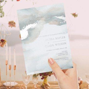 painterly watercolor moody wedding foil invitatio foil invitation