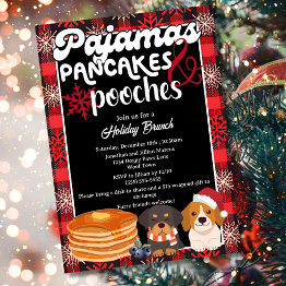 Small Pajamas Pancakes And Pooches Christmas Brunch Invitation Front View