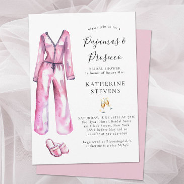 pajamas prosecco pj lingerie party bridal shower invitation