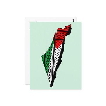 palestine map whith flag and keffiyeg pattern postinvitations