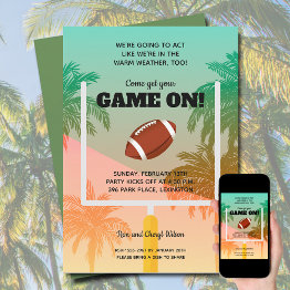 Small Palm Trees Football Party Invitation Front View