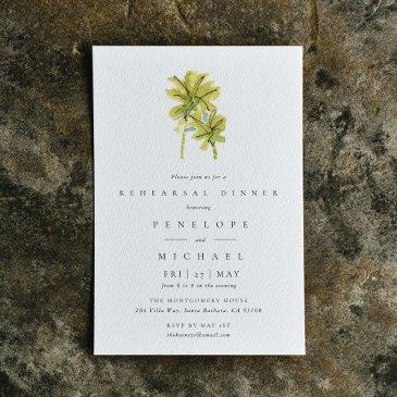 palm trees tropical watercolor rehearsal dinner invitation