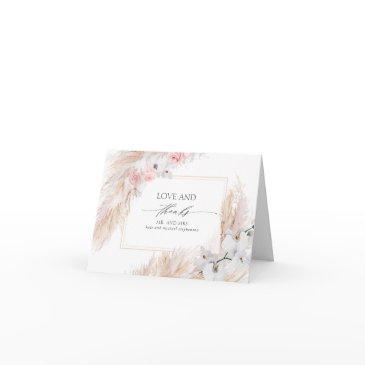 pampas grass pink floral wedding thank you