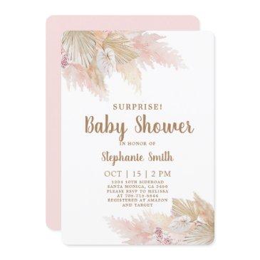 pampas grass surprise baby shower girl invitation