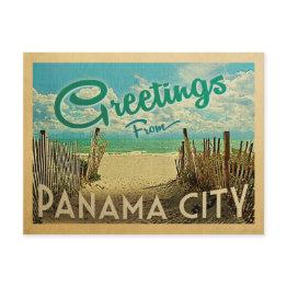 Small Panama City Beach Vintage Travel Postinvitations Front View