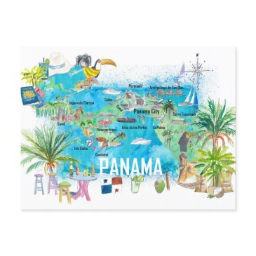 panama illustrated travel map postinvitations