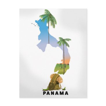 panama map illustrated travel poster print. postinvitations