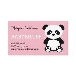 Small Panda Babysitting Childcare Pink Babysitter Animal Business Invitations Front View