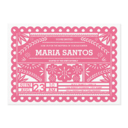 Small Papel Picado Baptism Invitation Front View