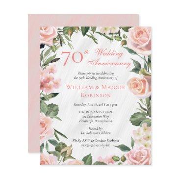 paper elegant pink floral 70th anniversary party