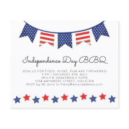 Small Paper | Simple Stars Bunting 4th July Bbq Invite Front View