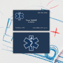 Small Paramedic Emt Ems Dark Business Invitations Front View