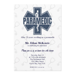 Small Paramedic Retirement Denim Texture Invitation Front View