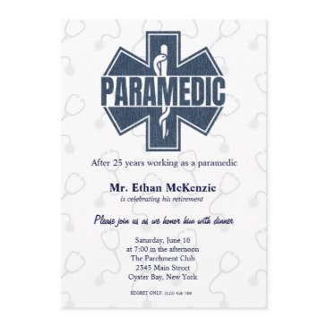 paramedic retirement denim texture invitation