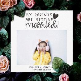 Small Parents Getting Married Child Photo Save The Date Announcement Front View