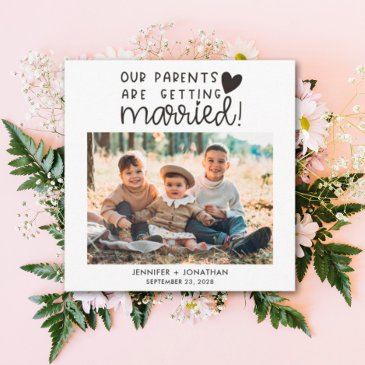 parents getting married children photo save date announcement
