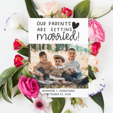 parents getting married children photo save date announcement postinvitations