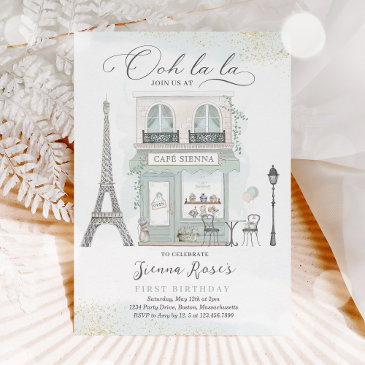 paris birthday parisian cafe tea party birthday invitation