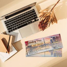 Small Paris Destination Boarding Pass Wedding Invitation Front View