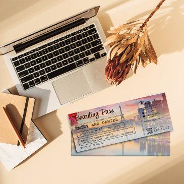 paris destination boarding pass wedding invitation