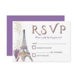 Small Paris Eiffel Tower French Lavender Rsvp Invitations Front View
