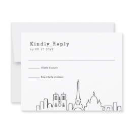 Small Paris, France Wedding | Stylized Skyline Rsvp Front View