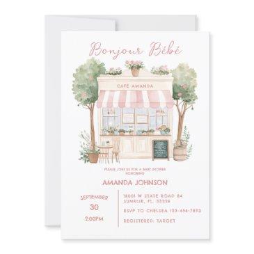 parisian cafe afternoon baby shower invitation