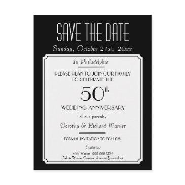 party, event or reunion save the date in black announcement postinvitations