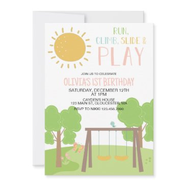 party in the park playground birthday invitation
