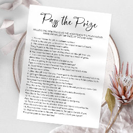 Small Pass The Prize Bridal Shower Game Invitation Front View