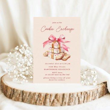 pastel blush cookie exchange christmas party invitation