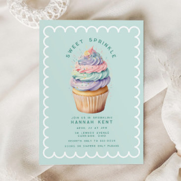 pastel cupcake sweet baby shower sprinkle invitation