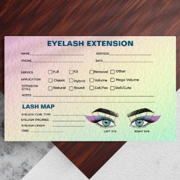 pastel holographic eyelash extension record map business invitations