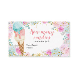 Small Pastel Ice Cream Floral Guess How Many Candies Enclosure Invitations Front View