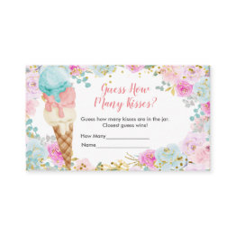 Small Pastel Ice Cream Floral How Many Kisses Enclosure Invitations Front View