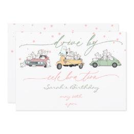 Small Pastel Kawaii Cats Surprise Celebration Parade Invitation Front View