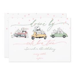 Small Pastel Kawaii Cats Surprise Celebration Parade Invitation Front View