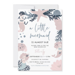 Small Pastel Mermaid Under The Sea Baby Shower Invitation Front View