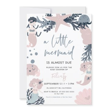 pastel mermaid under the sea baby shower invitation