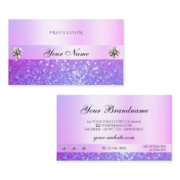 pastel pink purple glitter jewels diamonds glamour business invitations