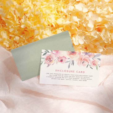 pastel pink roses greenery watercolor baby shower enclosure invitations
